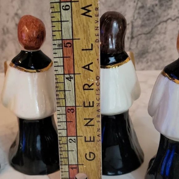 Set of 3 vintage choir children figurines boys & girls gold accents - Picture 4 of 5